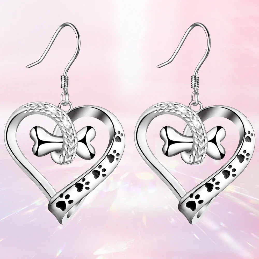2-Piece Jewelry Set with Paw, Heart & Bone Charms