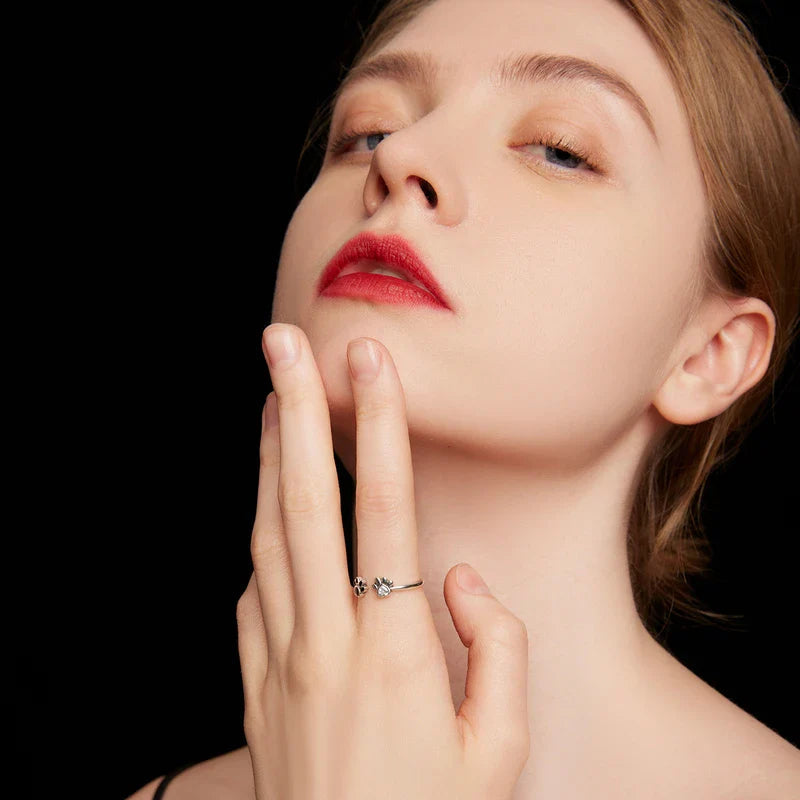 925 Sterling Silver Paw Ring β Adjustable with Zirconia & Enamel