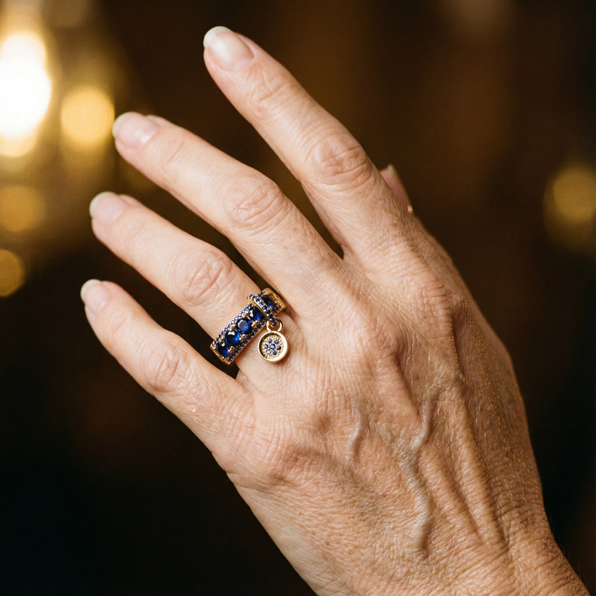 Antique Ring in Gold and Blue Crystal