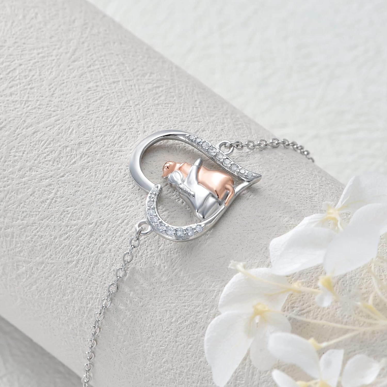 Cute Dog Hug Silver Bracelet