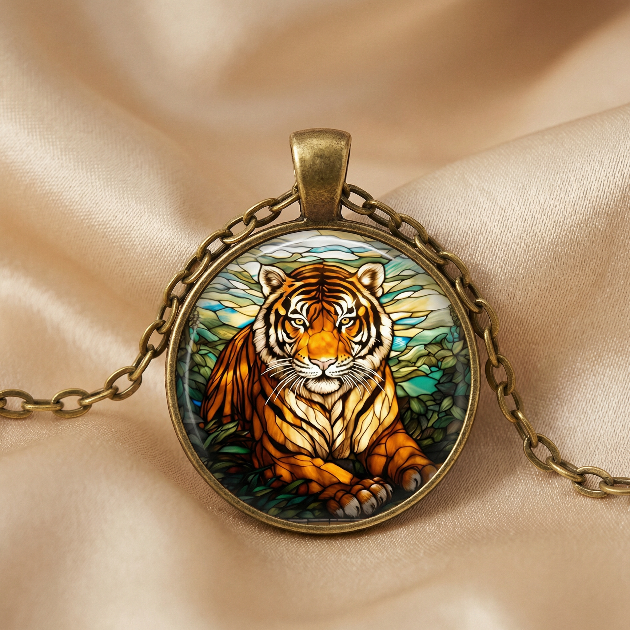 Forest Spirit Animal Glass Pendant Necklace