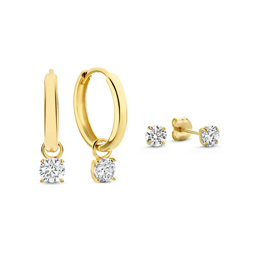 Elegant Larmes de Lune Gold Stone Earrings Set