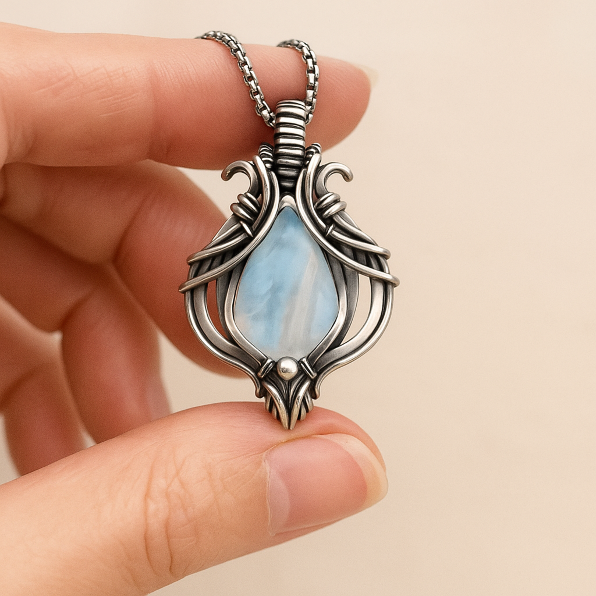 Blue Vintage Necklace in Silver