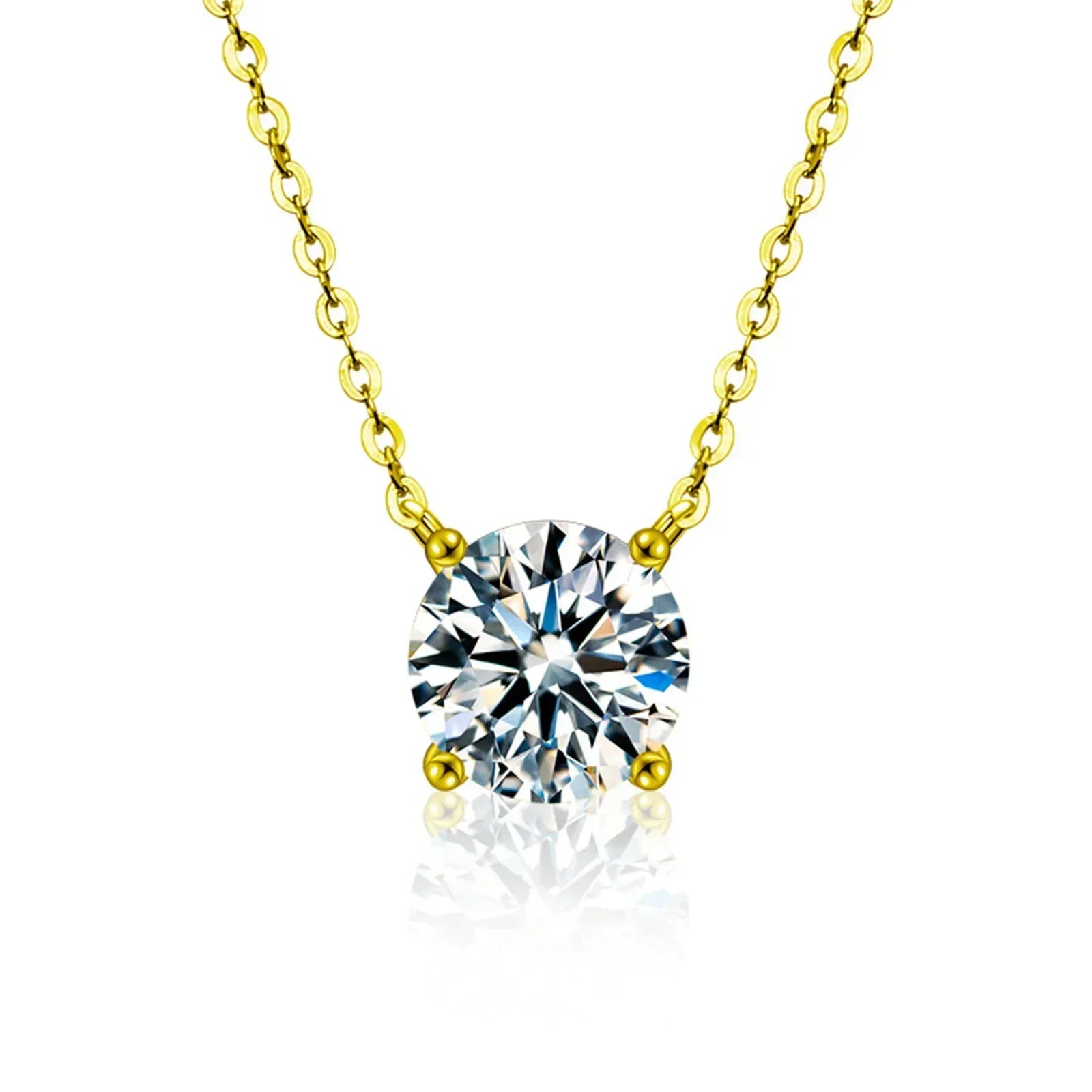 Sterling Silver 18K Gold Plated Zircon Necklace