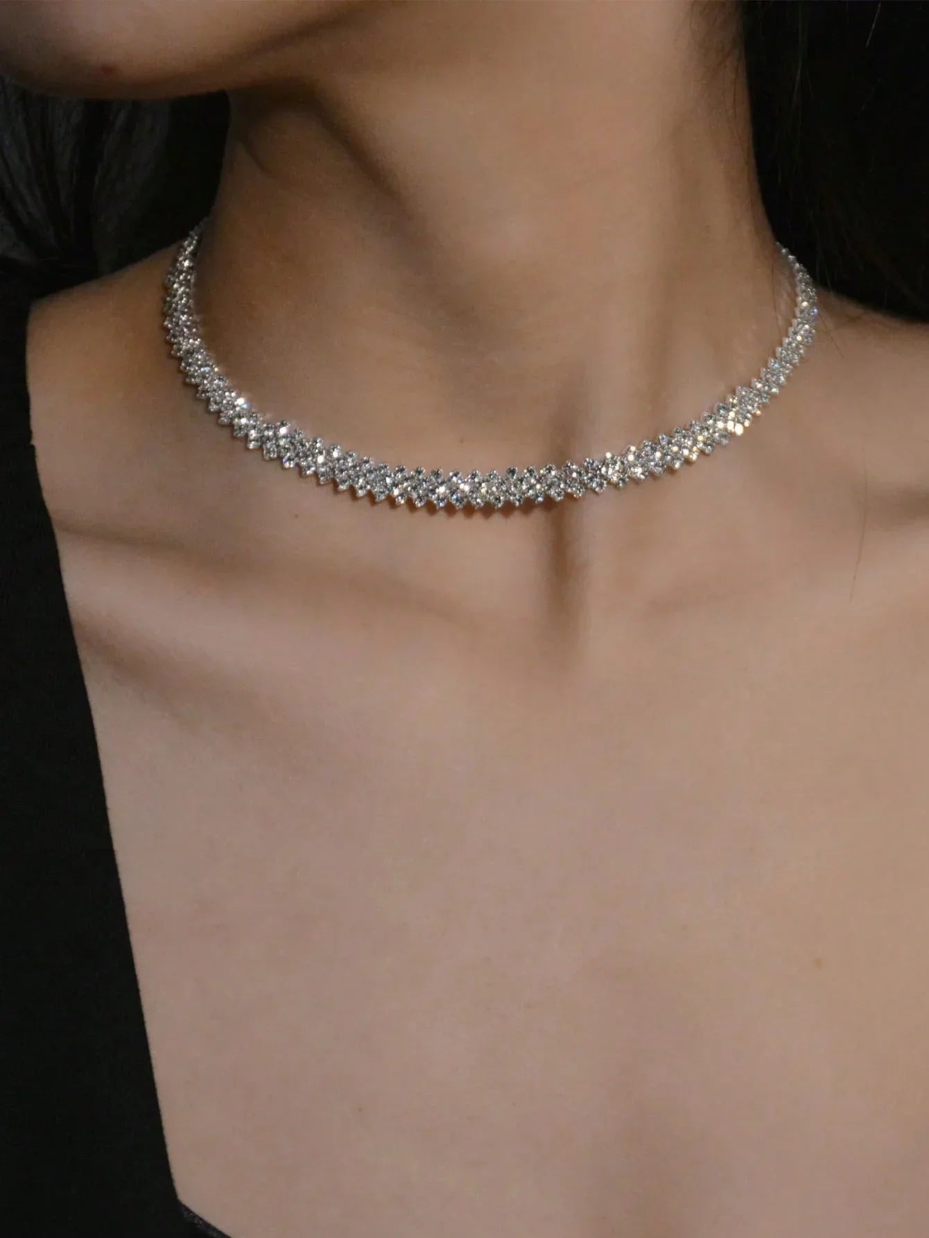Elegant Rhinestone Collar Necklace