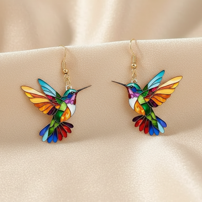 Rainbow Hummingbird Earrings - "Joy Takes Flight" Statement Drops