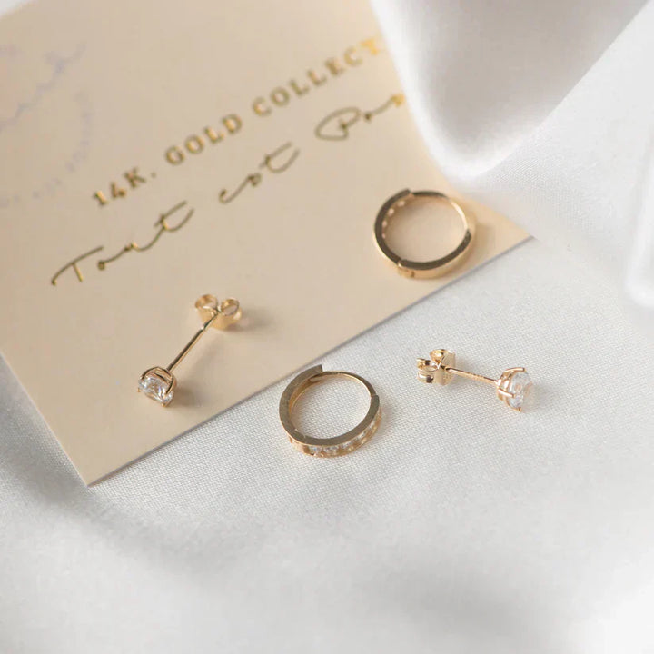 Elegant Dara Brillane Gold Stone Earrings Set