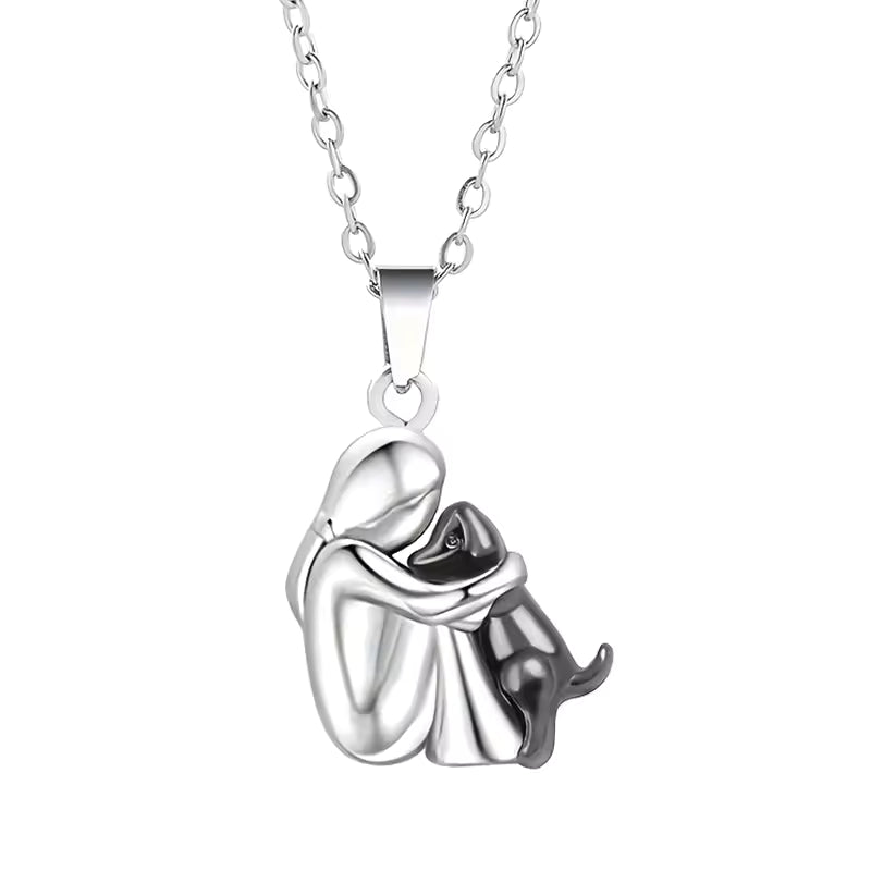 "Forever in Your Heart" Dog Hug Pendant Necklace