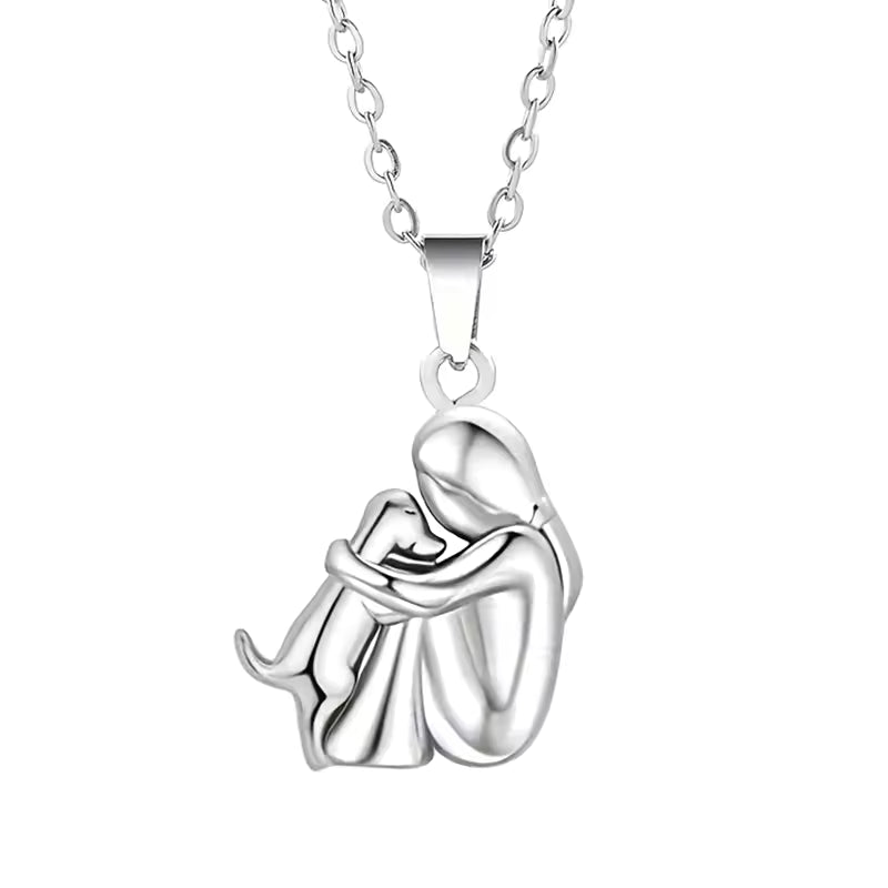 "Forever in Your Heart" Dog Hug Pendant Necklace