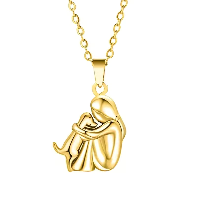 "Forever in Your Heart" Dog Hug Pendant Necklace