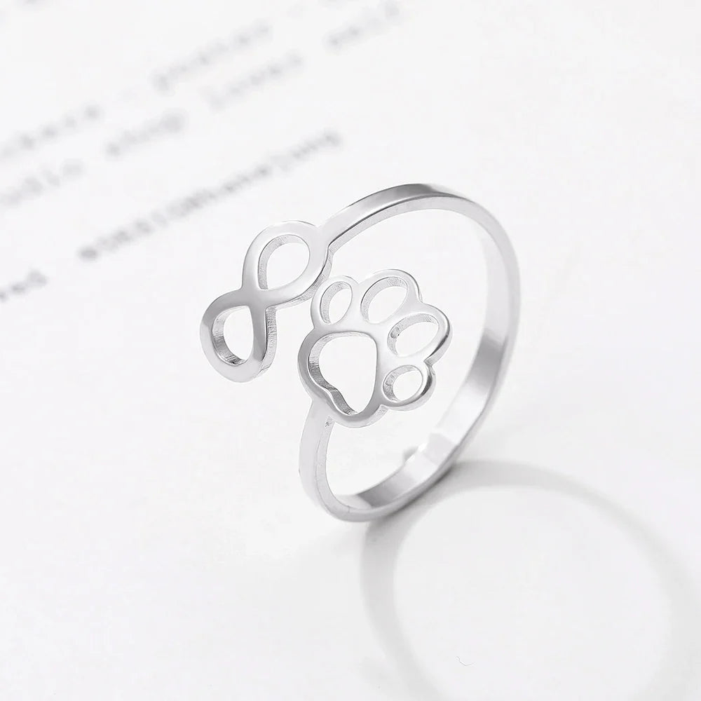 Adjustable Infinity Paw Ring – Stainless Steel