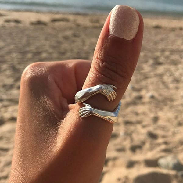 925 Sterling Silver Adjustable Love Hug Ring