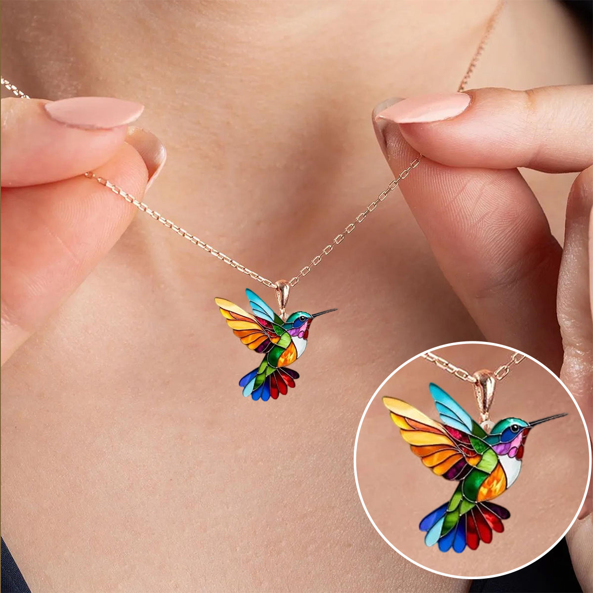 Rainbow Hummingbird Necklace + FREE Matching Earrings - "Joy Takes Flight"