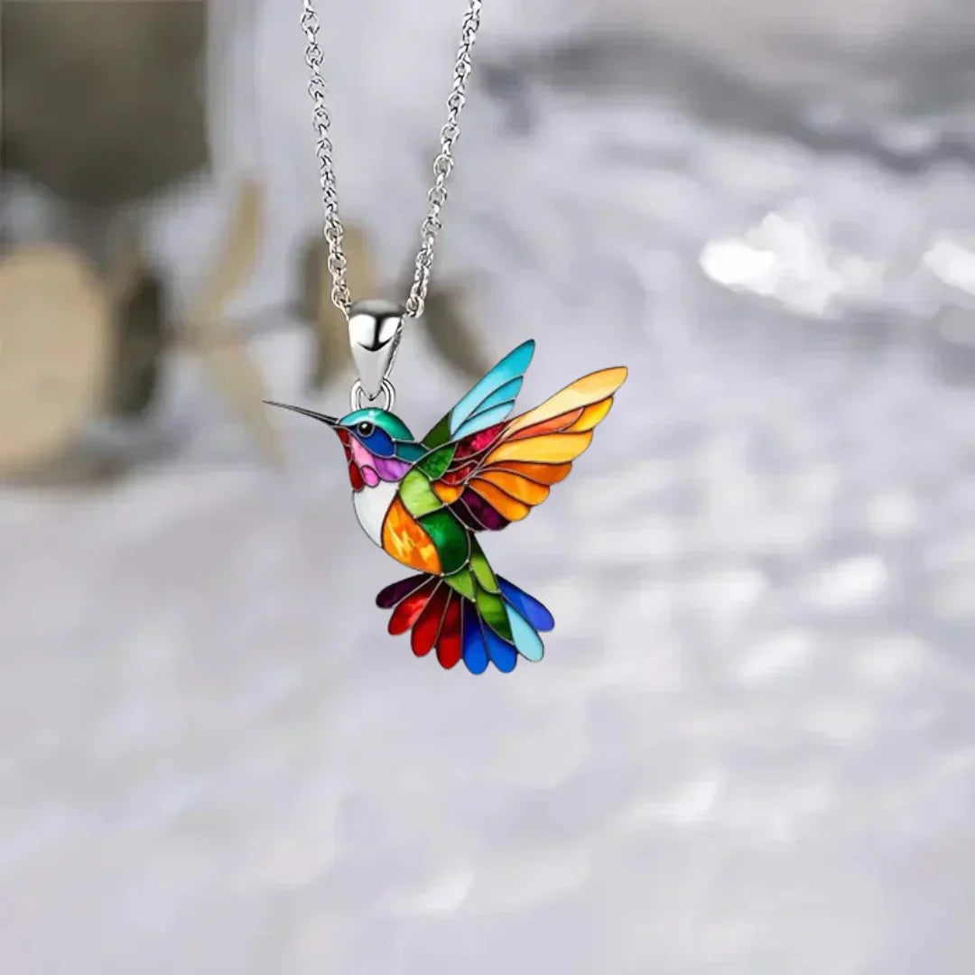 Rainbow Hummingbird Necklace + FREE Matching Earrings - "Joy Takes Flight"