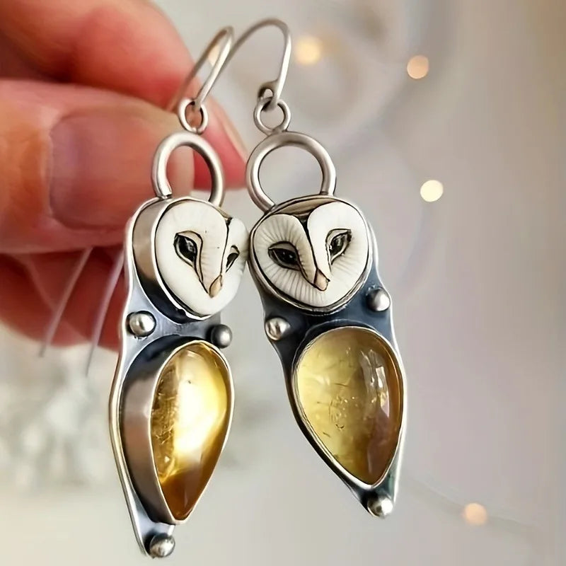 "Wisdom & Wonder" Barn Owl Earrings - Silver Statement Drops