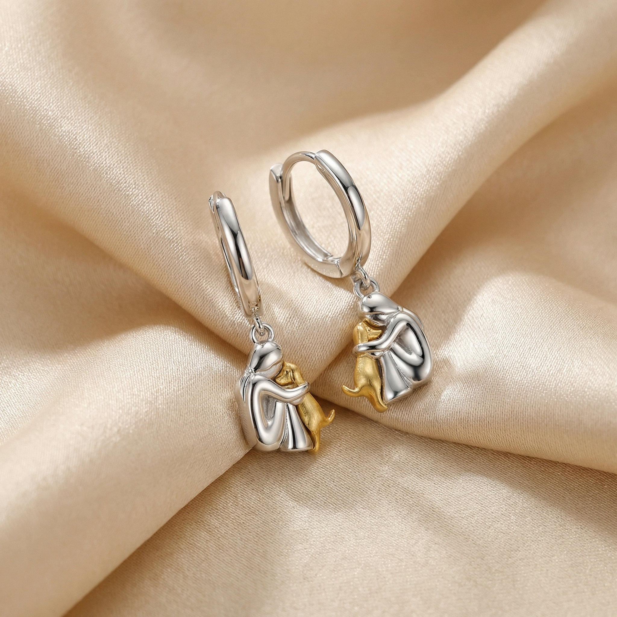 "Forever in Your Heart" Dog Hug Dangle Earrings