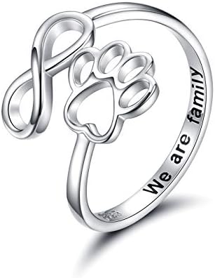 Handcrafted Paw & Heart Ring – Adjustable 925 Sterling Silver