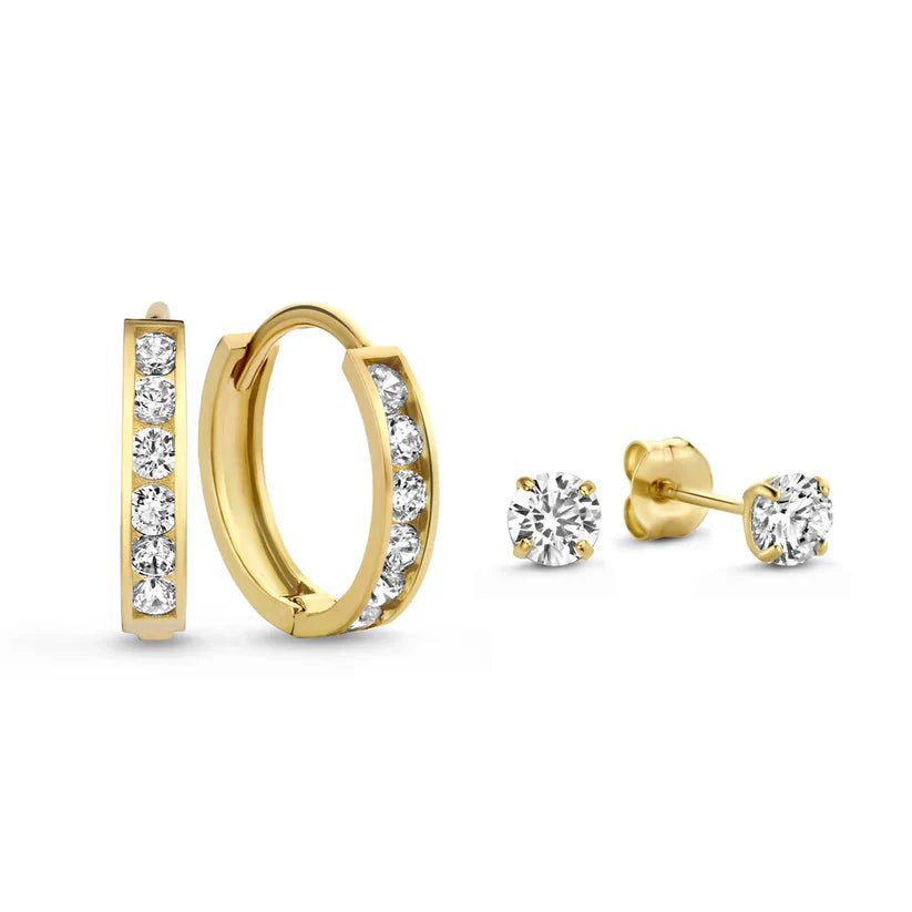 Elegant Dara Brillane Gold Stone Earrings Set