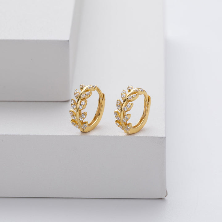 Silver Leaf Hoop Earrings