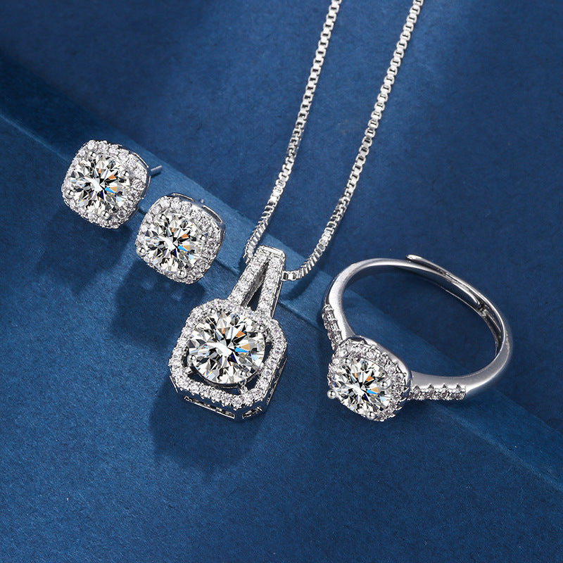 Exclusive White Gold Aria Square Radiant Jewellery Set