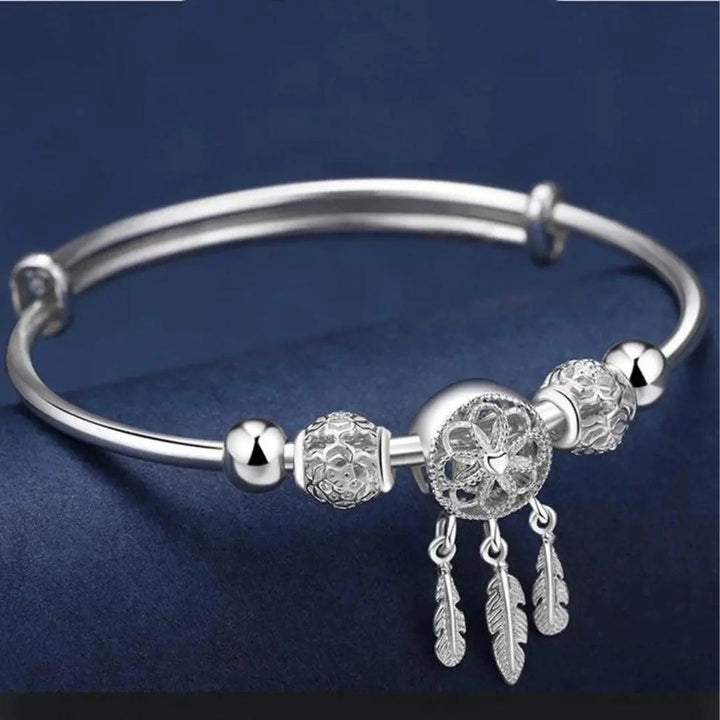 Silver Dreamcatcher Bangle Bracelet