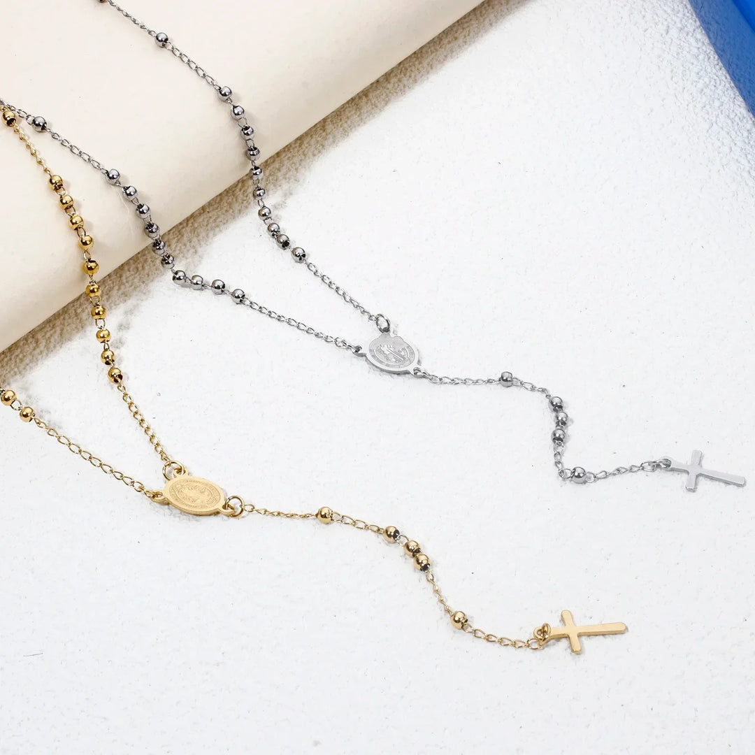 Stainless Steel Rosary Necklace