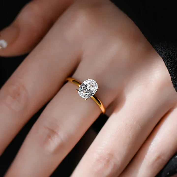 Sophisticated Sterling Silver Oval Cut Engagement Ring