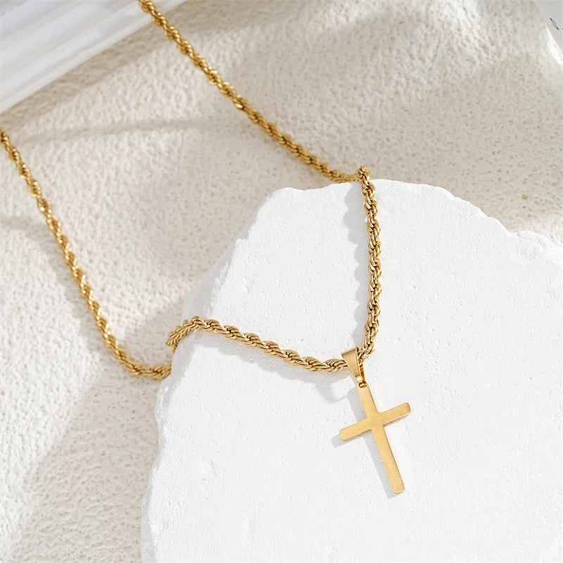 Unisex Gold Cross Necklace