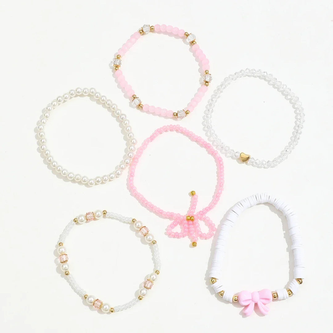 Pearl Love Bow Bracelet Set