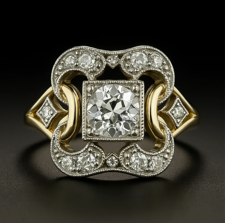 Classic Gold Ring Featuring Vintage Zirconia