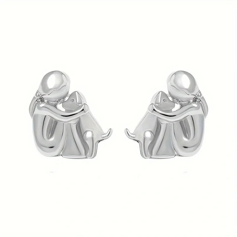 "Forever in Your Heart" Dog Hug Stud Earrings