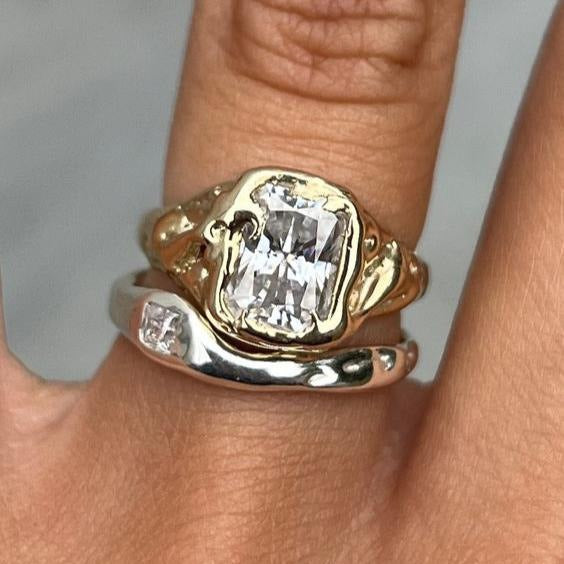 Bright Layer Gold Silver Ring Set