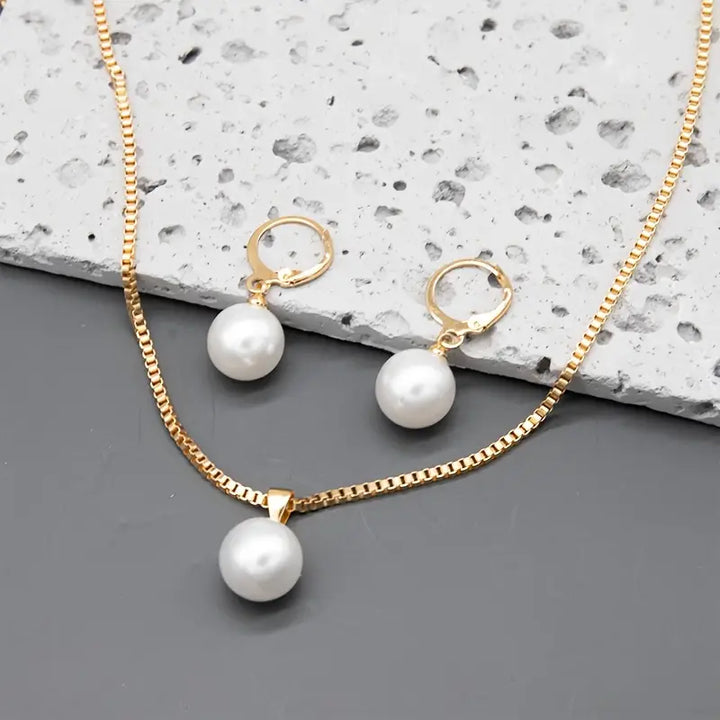 Elegant Golden Grace Pearl Jewellery Set