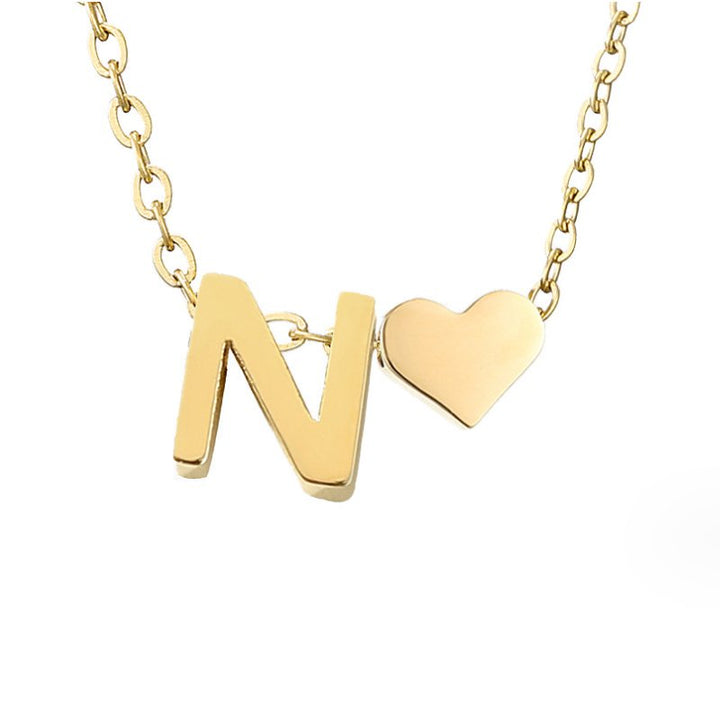 Timeless Initial Necklace with Heart Charm