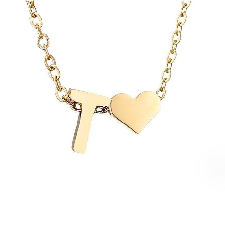 Timeless Initial Necklace with Heart Charm