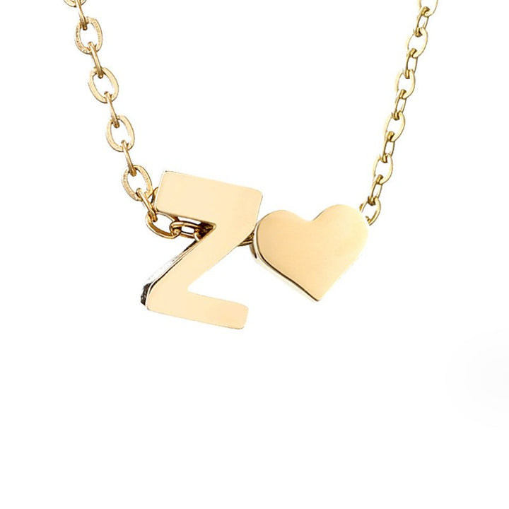 Timeless Initial Necklace with Heart Charm