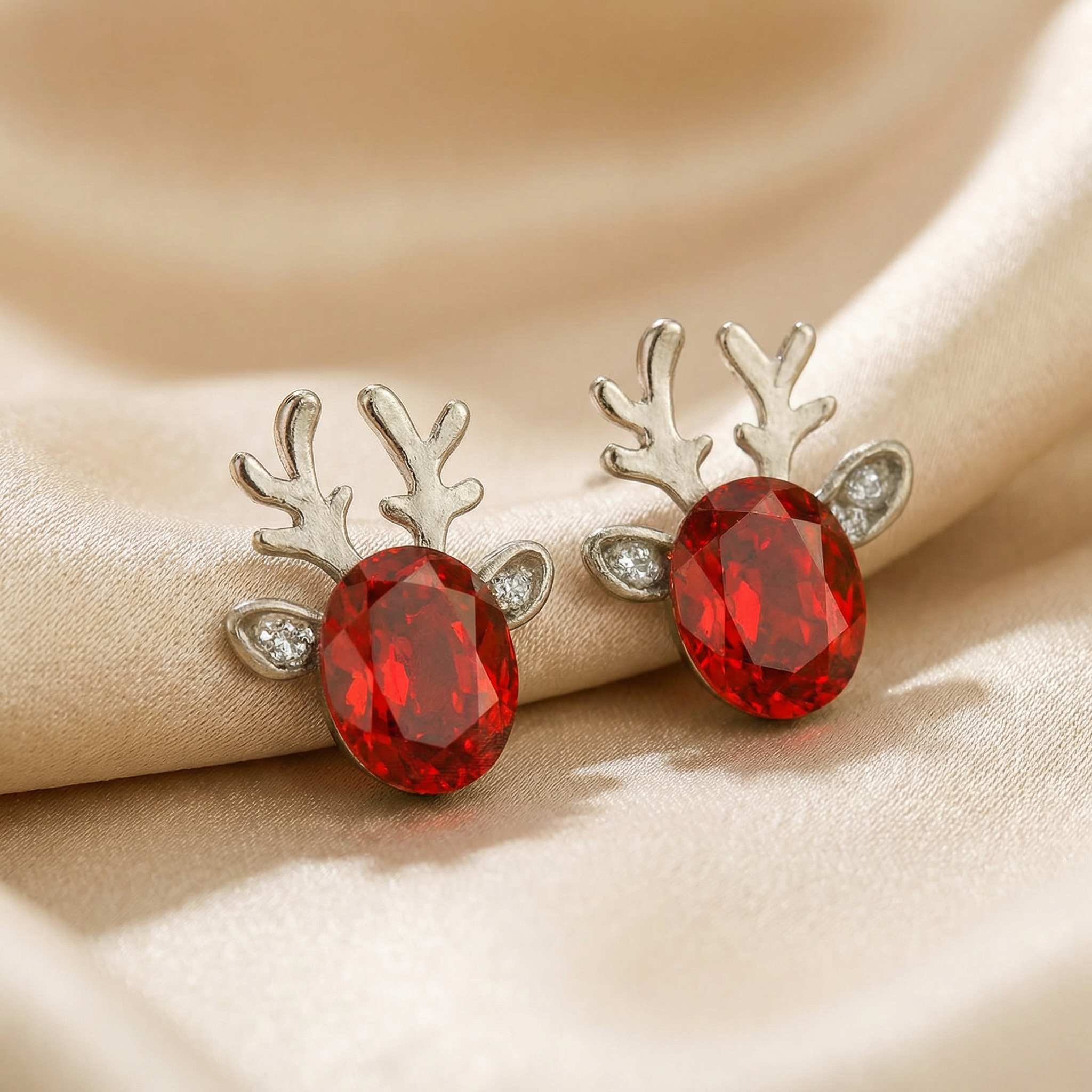 Festive Reindeer Crystal Stud Earrings